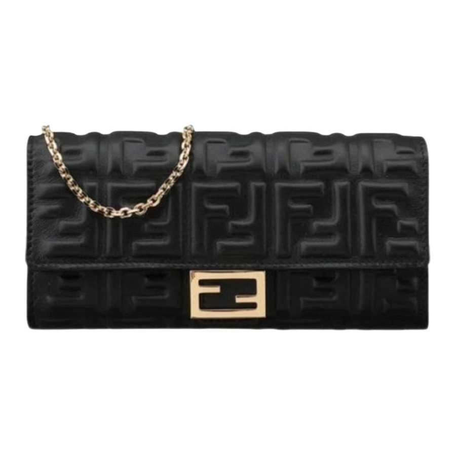 FENDI Leather Shoulder Bag Women's Black
