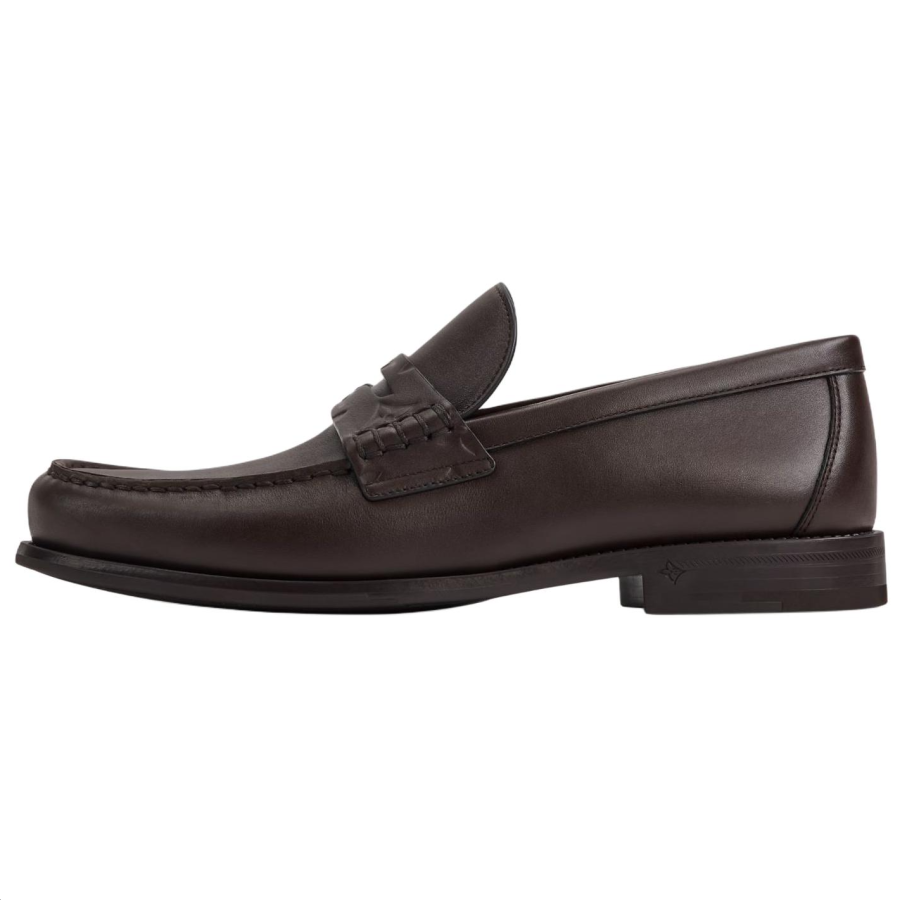 LOUIS VUITTON Major Cow Leather Loafers Men's Brown