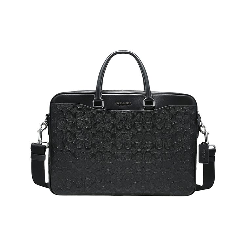 COACH Beckett Cow Leather Laptop Bag, Briefcase, Shoulder Bag, Crossbody Bag, Handbag Large Men's Black