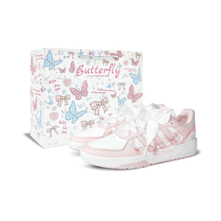 Adidas Adidas COURTBEAT Breeze Butterfly BOX Synthetic Leather Low top Skateboard Shoes Unisex Pink White