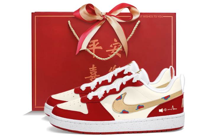 Nike Nike Court Low top Skateboard Shoes White Red Teenagers