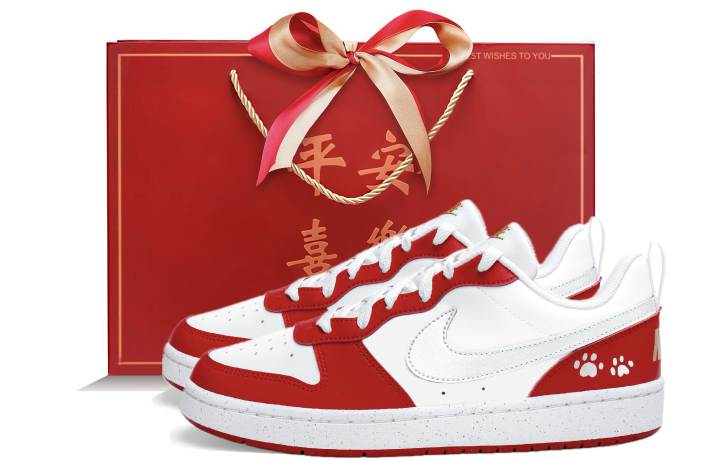 Nike Nike Court Low top Skateboard Shoes White Red Teenagers