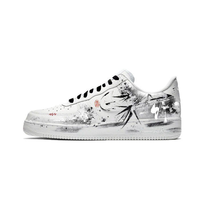Nike Nike Air Force 1 Cow Leather Cushioning Support Breathable Low top Skateboard Shoes Men's White Black