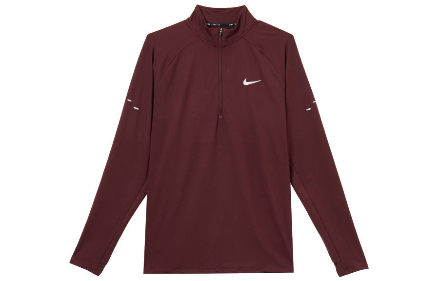 Nike Nike Dri Fit T Shirts Men's Bright Burgundy Red Stand Collar Moderate