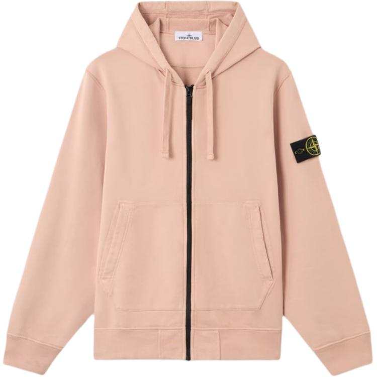 STONE ISLAND SS26 Organic Cotton Fleece Regular Fit Zip Up Hooded Sweatshirt Men's