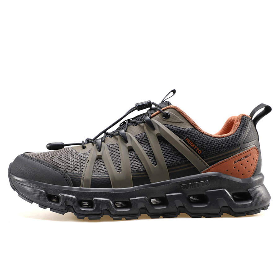 HUMTTO Slip Resistant Breathable Abrasion Resistant Lightweight Outdoor River Trekking Shoes Men's Army Green Black