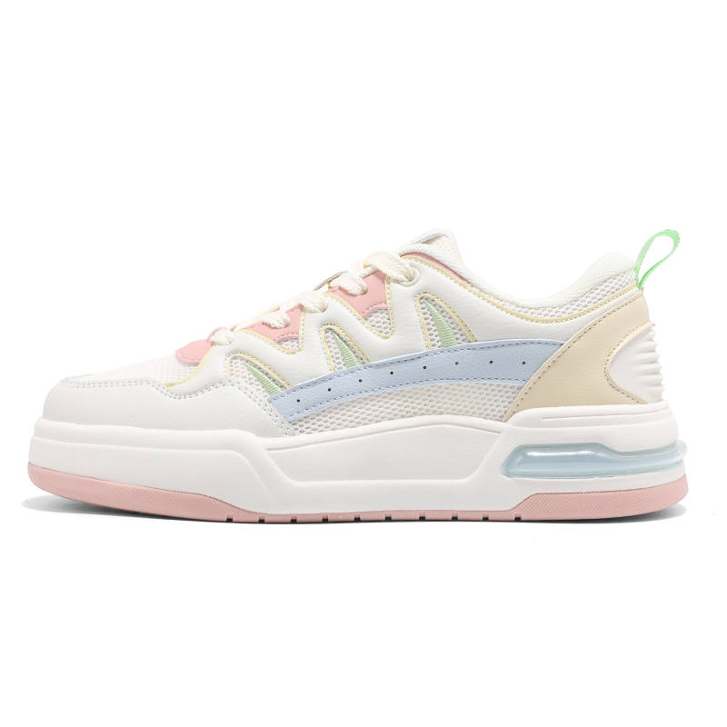 WARRIOR Skateboard Shoes Women's Low Top Beige Pink Green