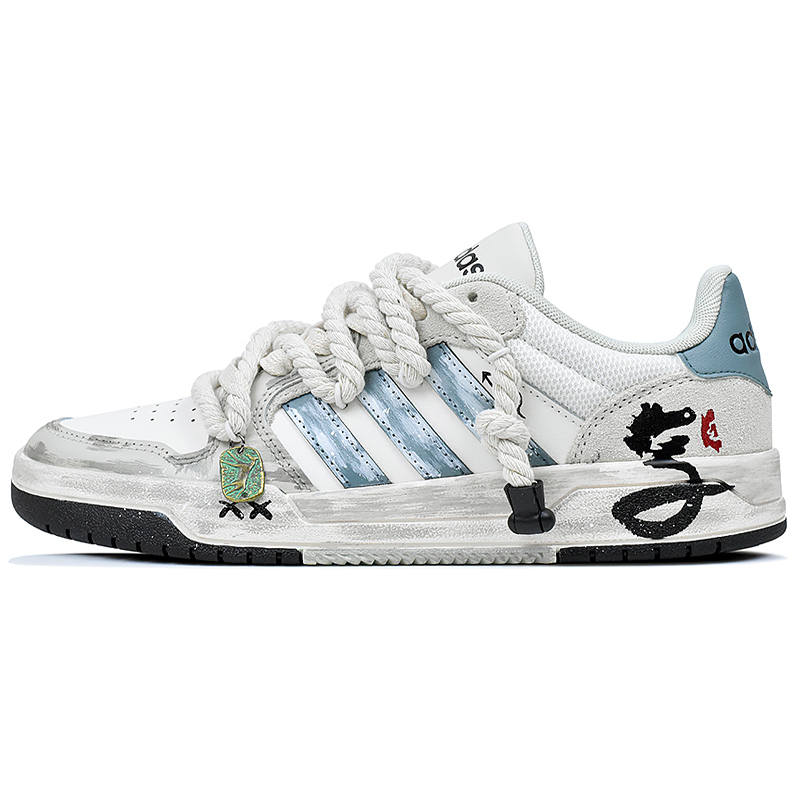 Adidas Neo Entrap Slip Resistant Abrasion Resistant Low top Skateboard Shoes Unisex White Cyan