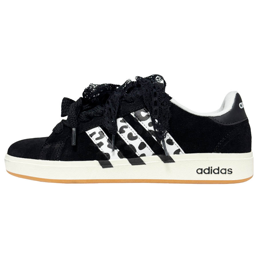 Adidas Adidas Grand Court Base 00s Noble Leopard Transformation Abrasion Resistant Low top Skateboard Shoes Unisex Black White