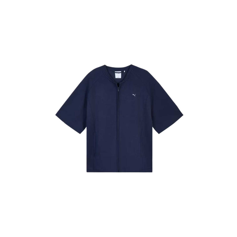 PUMA T Shirts Unisex Marine Blue V Neck Moderate