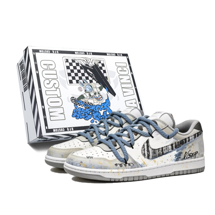 Nike Custom Shoes Nike Big Low Lux Misty Forest Trail Box Low top Skateboard Shoes Men's Blue