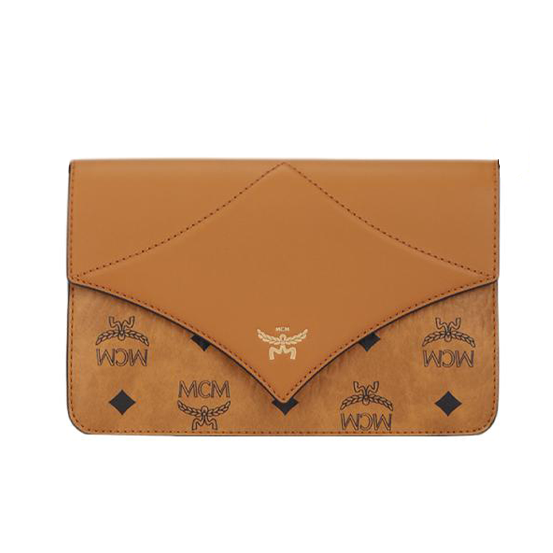 MCM Visetos Coated Canvas With Leather Crossbody Bag, Shoulder Bag Mini Women's Cognac