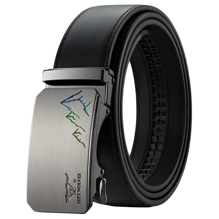 SEPTWOLVES Cow Leather Zinc Alloy Automatic Buckle Belt Men's 3.55cm