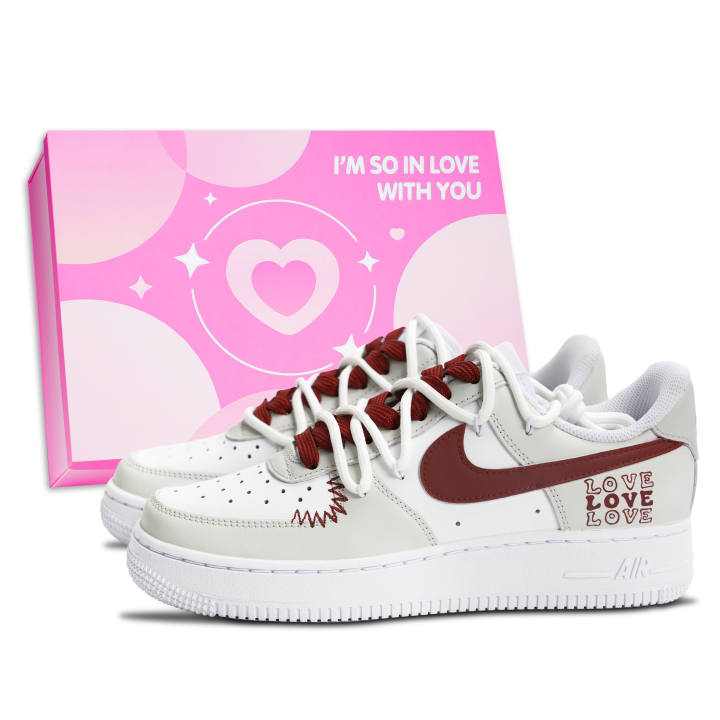 Nike Nike Air Force 1 Skateboard Shoes Unisex Low Top White/Beige/Red