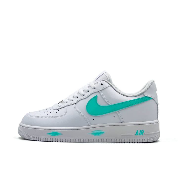 Nike Nike Air Force 1 Summer Azure Cow Leather Slip Resistant High top Skateboard Shoes Unisex White