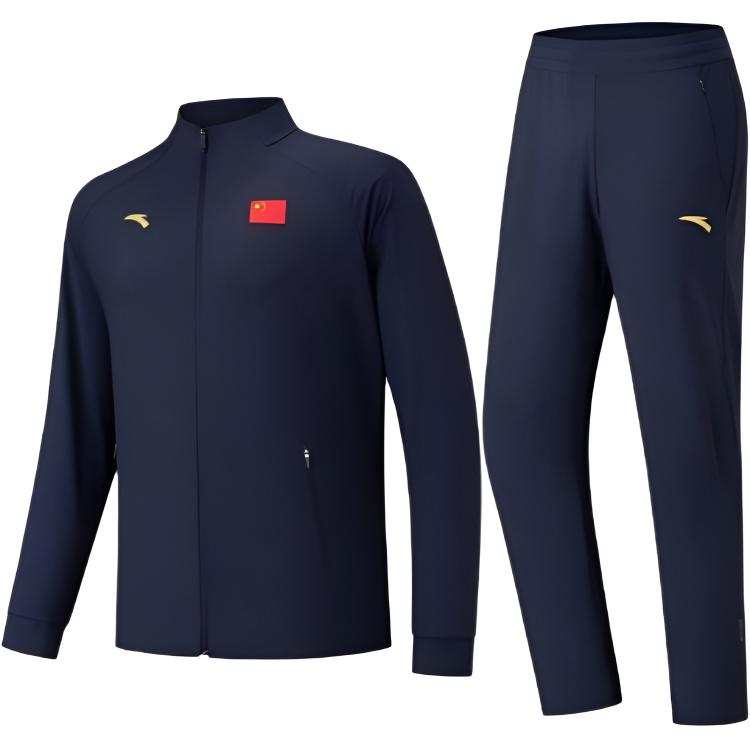 ANTA Casual Sportswear Unisex Set Midnight Blue Stand Collar Moderate