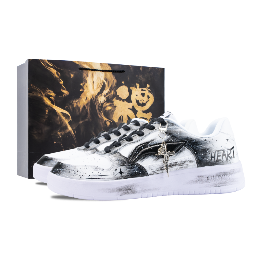 Li-Ning Li Ning Floating Boat Ink Trace Star Whisper Low top Skateboard Shoes Unisex Black White