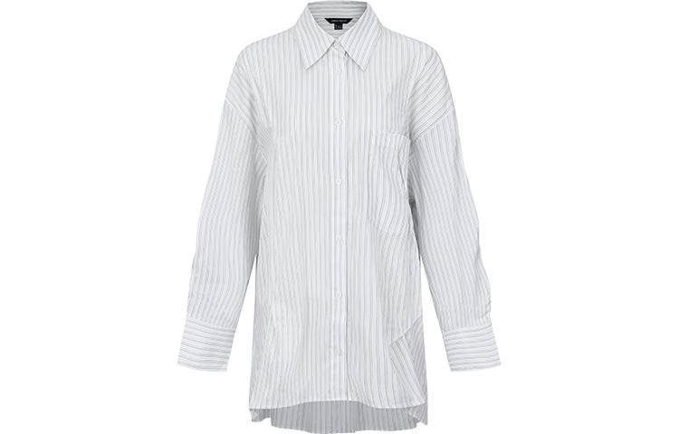 URBAN REVIVO Shirts Women's Raw White Stripes Lapel