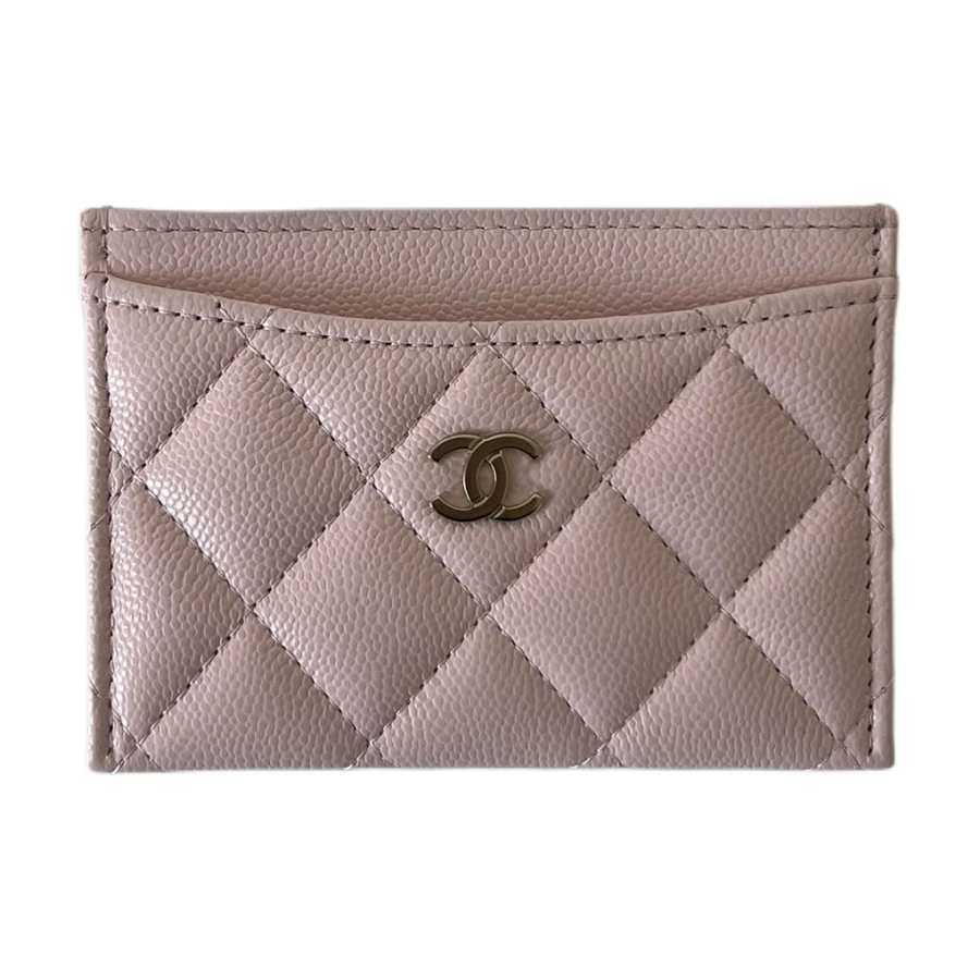 CHANEL Calfskin Card Holder Women's Cherry Blossom Pink