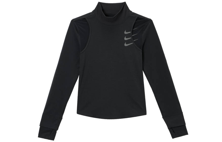 Nike Nike T Shirts Women's Black Turtleneck Moderate Straight Fit