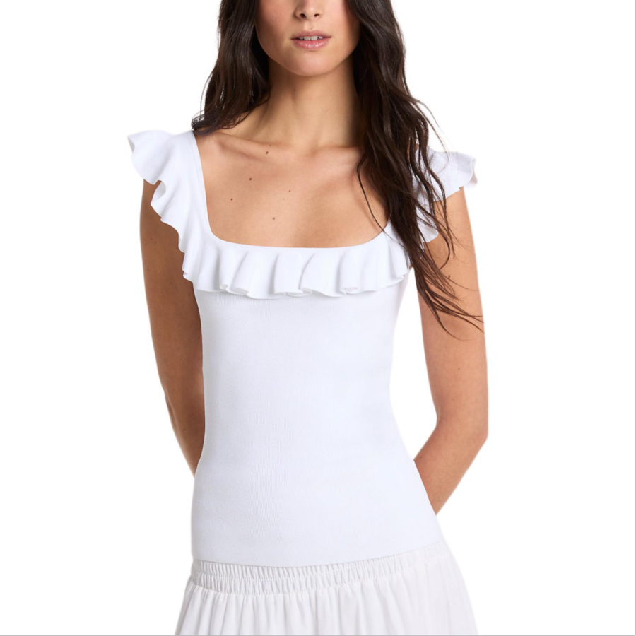 MICHAEL KORS Tank Tops Women's White Square Collar Moderate Racerback