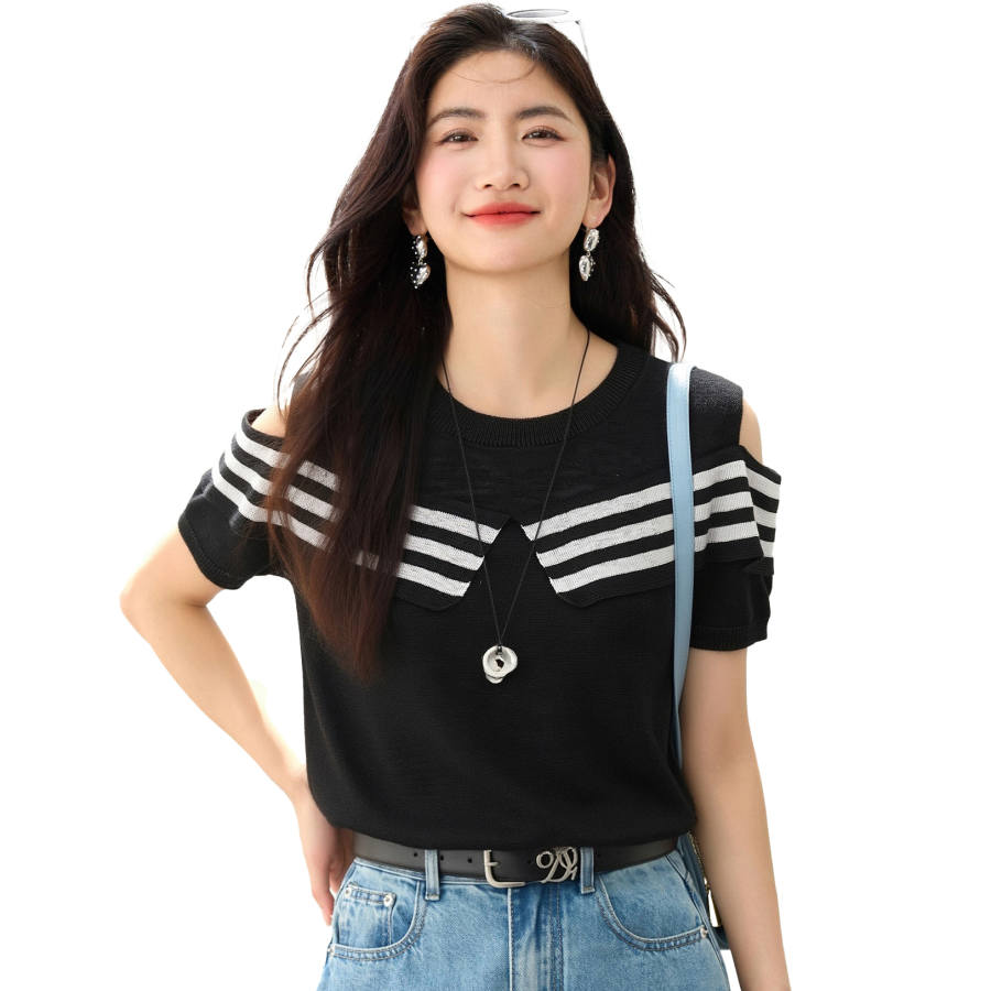 CPAURA Knitwear Women's Black Crew Neck Moderate