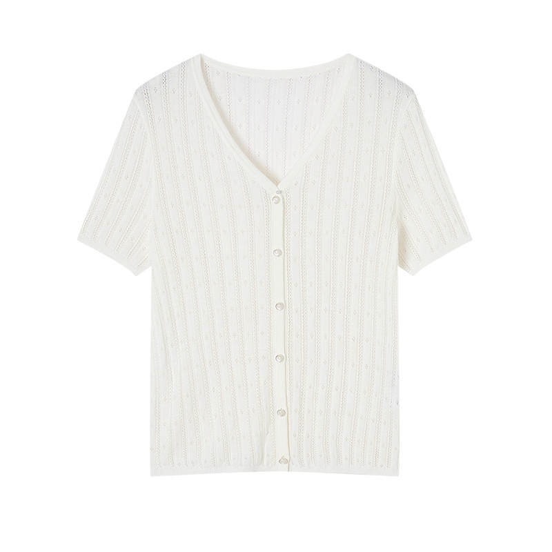 XIANGYING Knitwear Women's V Neck Thin Cardigan