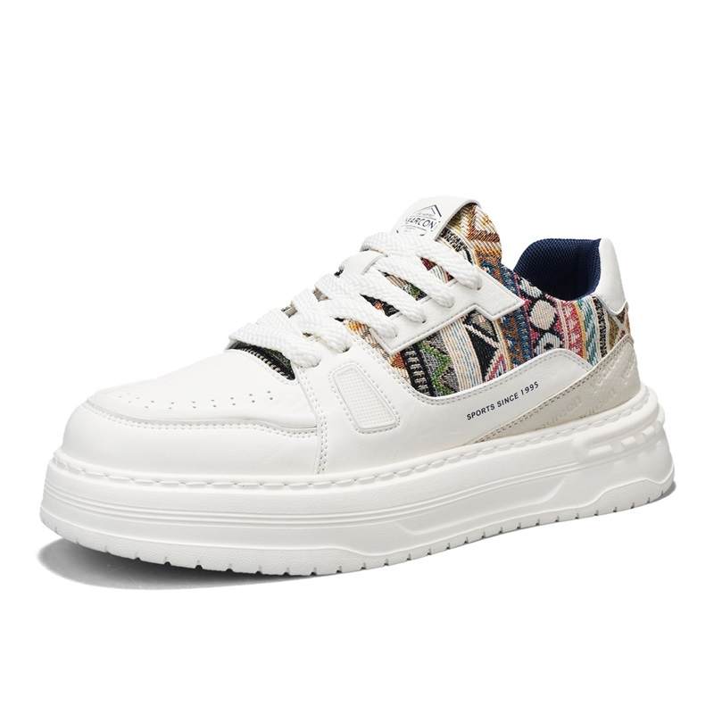 YEARCON Fashion Platform Invisible Height Increasing Sneakers Synthetic Leather Low top Skateboard Shoes Men's