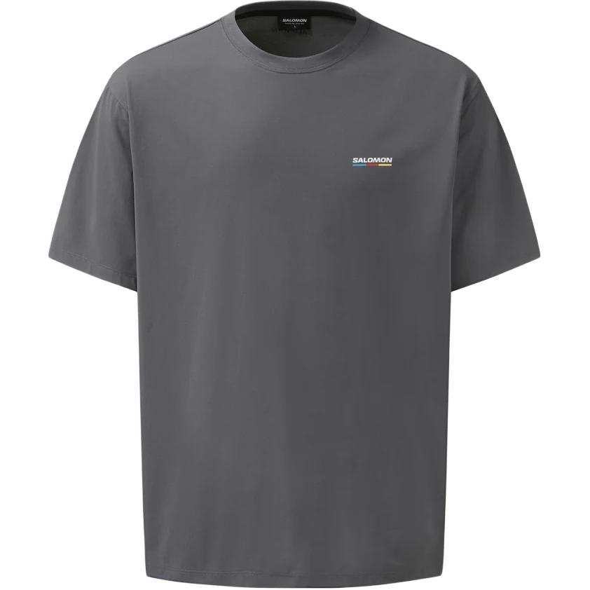 SALOMON UNI T Shirts Unisex Dark Charcoal Crew Neck