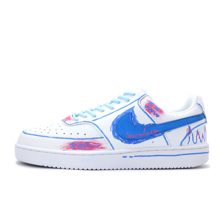 Nike Nike Court Vision 1 Electronic Toys, Sweetheart, Street Pu Low top Skateboard Shoes Unisex White Blue