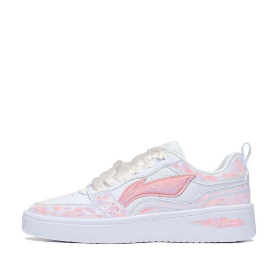 Li-Ning Li Ning Sycee Pink Ink Shimmer Synthetic Leather Cushioning Abrasion Resistant Lightweight Low top Skateboard Shoes