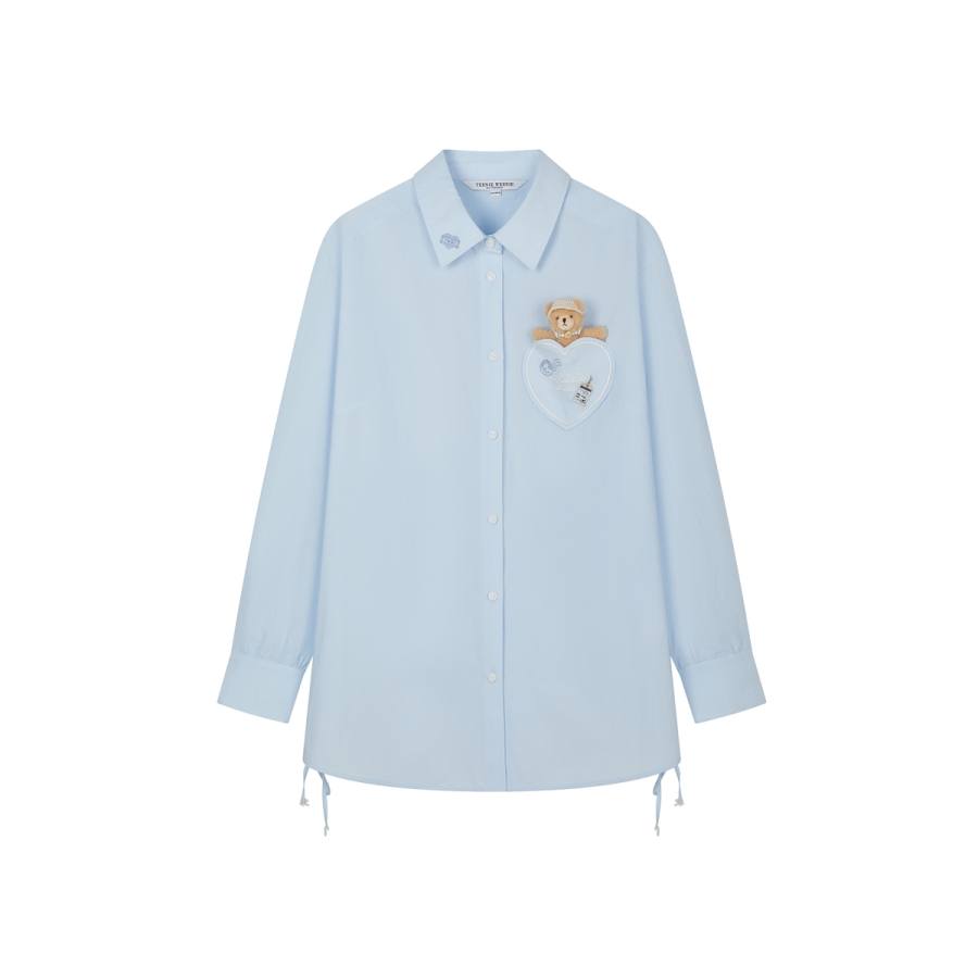 Teenie Weenie Shirts Women's Blue Lapel Straight Fit