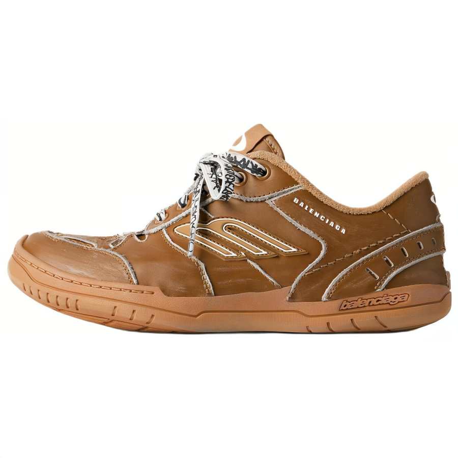 Balenciaga Hamptons Cow Leather Low top Skateboard Shoes Men's Camel