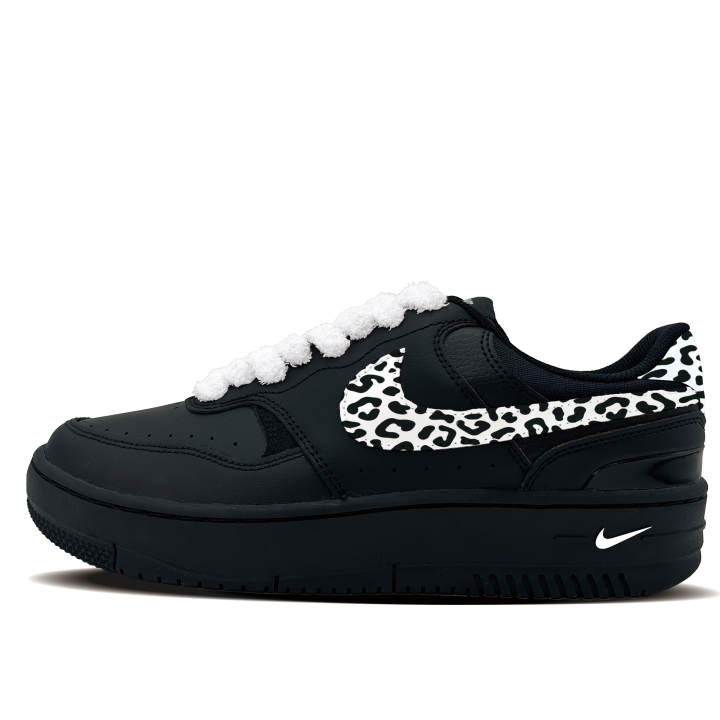 Nike Nike Gamma Force Snow Leopard Synthetic Leather Abrasion Resistant Low top Skateboard Shoes Women's Black