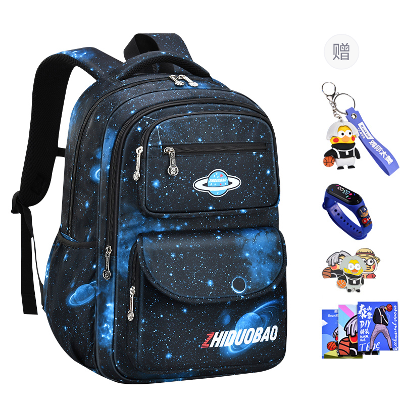 Zhiduobao Nylon Fabric Backpack Regular Unisex Black Blue/Dark Blue
