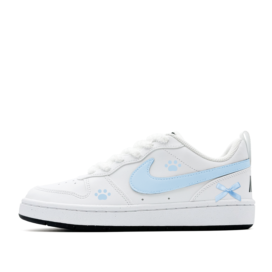Nike Nike Court Borough Blue Knot Cat Paw Synthetic Leather Abrasion Resistant Low top Kids' Skateboarding Shoes Blue White