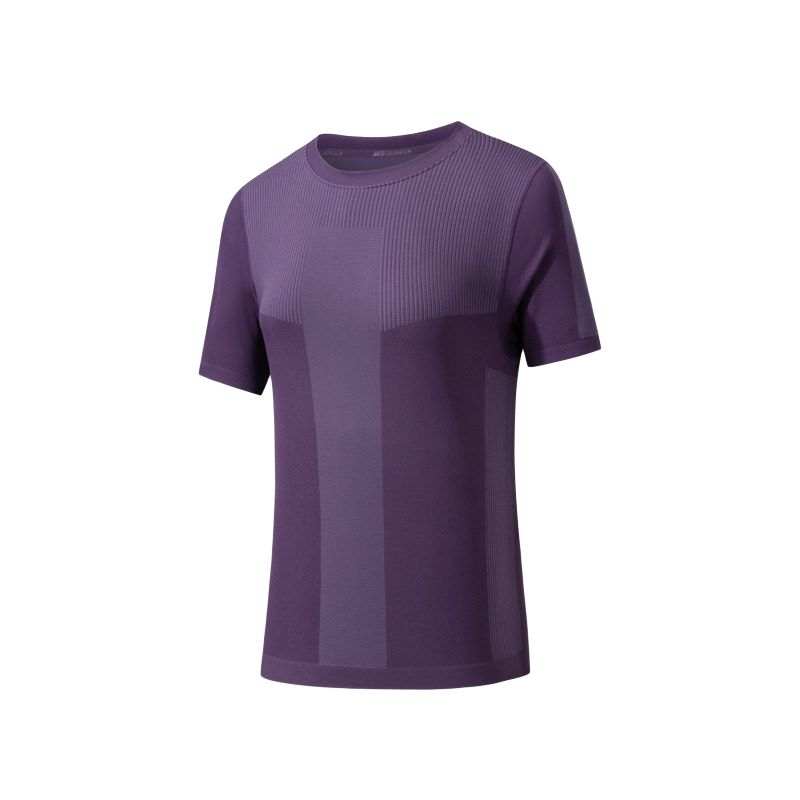 ANTA T Shirts Women's Colored Glaze Purple Crew Neck Moderate Straight Fit