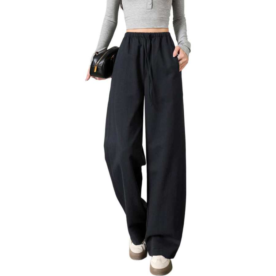 Tonlion Casual Pants Women's Navy Blue Moderate Wide Leg Pants