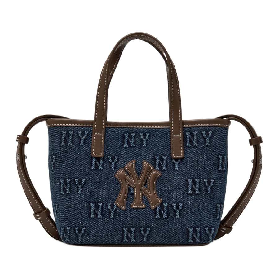 MLB New York Yankees Cotton With Polyester Crossbody Handbag Mini Women's Blue & Brown