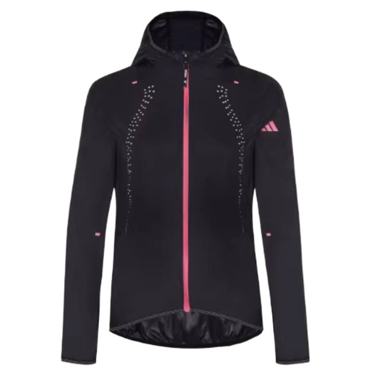 Adidas Adidas Jackets Women's Black/Semi Neon Pink Hooded Non Detachable Moderate Other