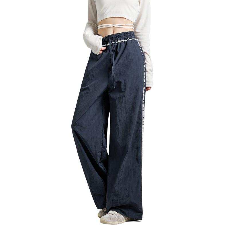 Tonlion Casual Pants Women's Navy Blue Moderate Straight Fit Pants
