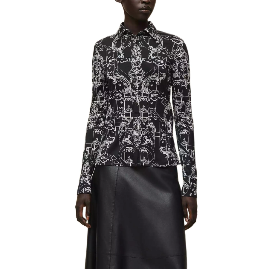 HERMES HERMES Shirts Women's Black Lapel Moderate Other