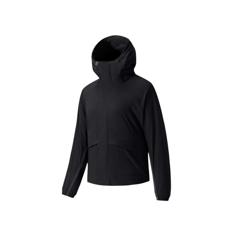 ANTA Jackets Women's Black Hooded Non Detachable Moderate Wind Shell