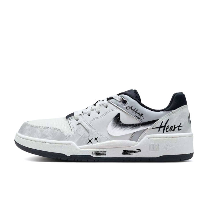Nike Nike Full Force Synthetic Leather Low top Skateboard Shoes Men's Black White Gray