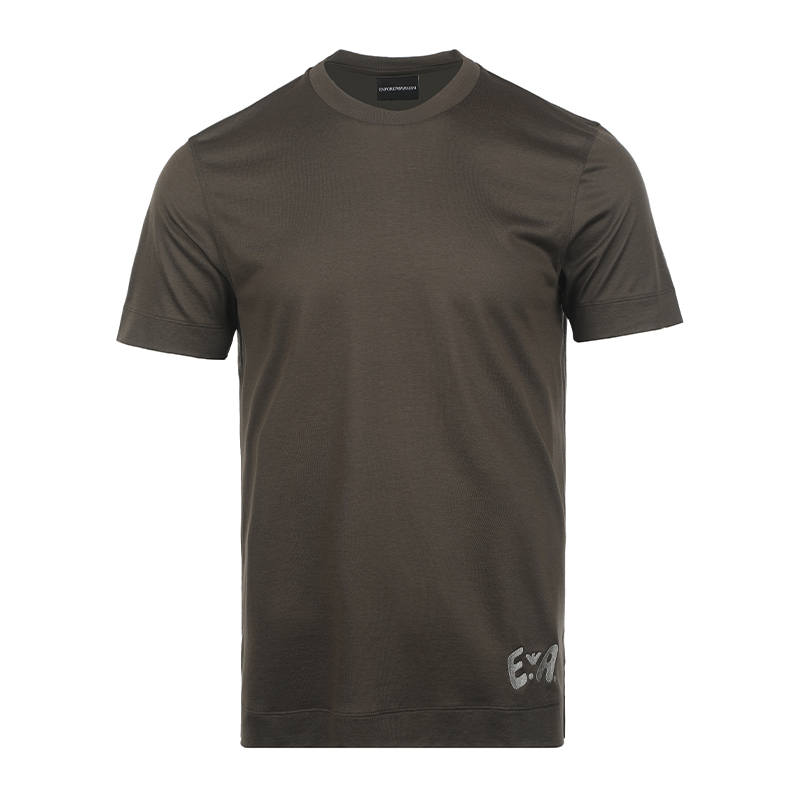 EMPORIO ARMANI SS26 Short Sleeved T Shirts Men's Coffee
