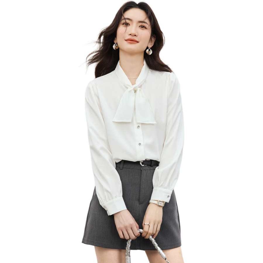 BALENO Shirts Women's Ribbon Collar
