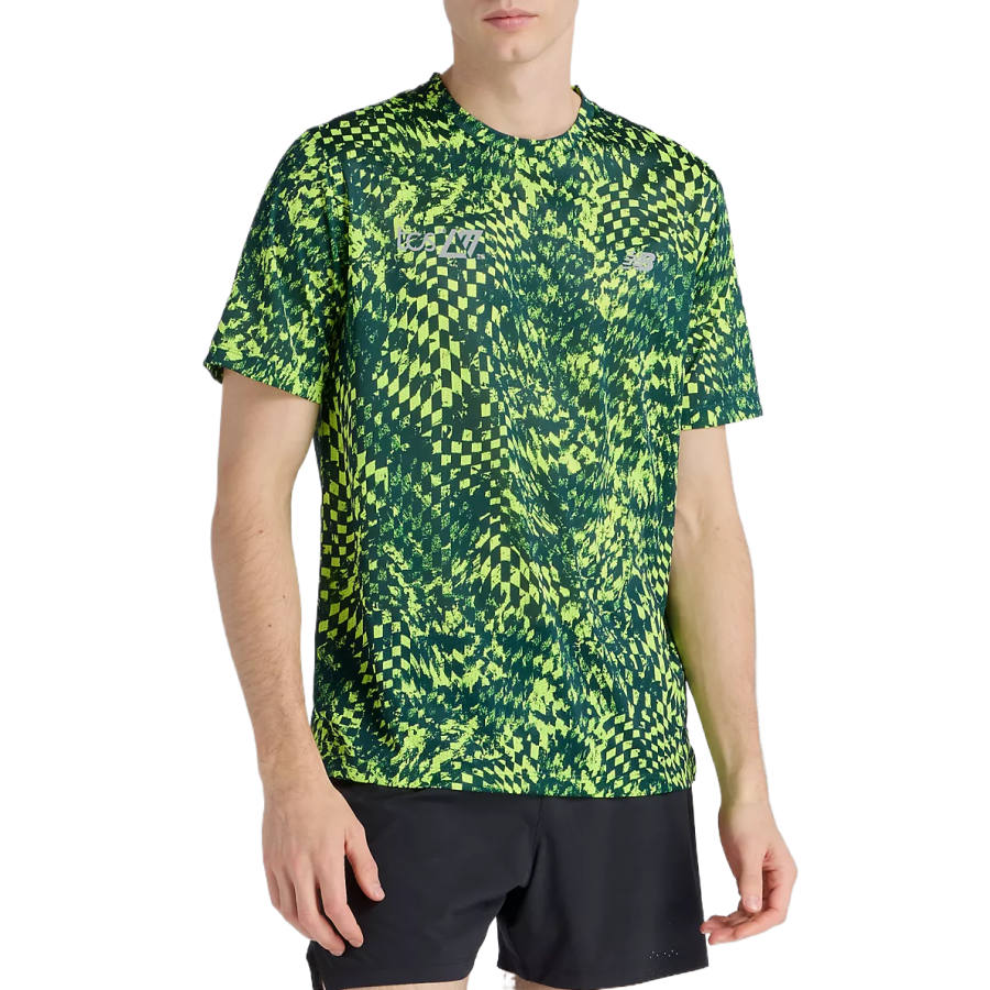 New Balance New Balance NBRC T Shirts Men's Alkaline Green And Medusa Green Crew Neck Moderate