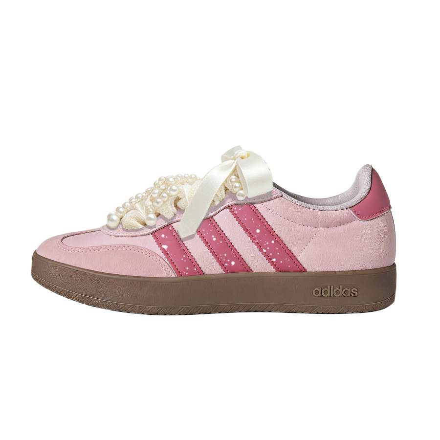 Adidas Adidas BARREDA Cherished Leather Slip Resistant Cushioning Abrasion Resistant Low top Casual Shoes Unisex Pink