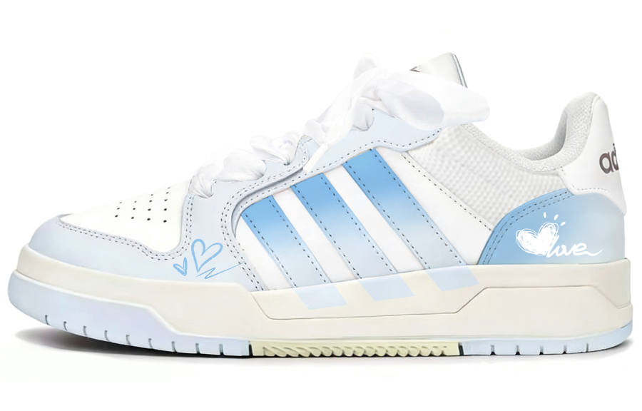 Adidas Adidas ENTRAP Blue Misty Heart Leather Slip Resistant Abrasion Resistant Low top Skateboard Shoes Women's White Blue