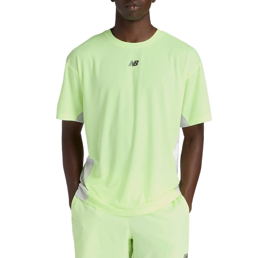 New Balance New Balance T Shirts Men's Afterglow And Gray Matter Crew Neck Moderate